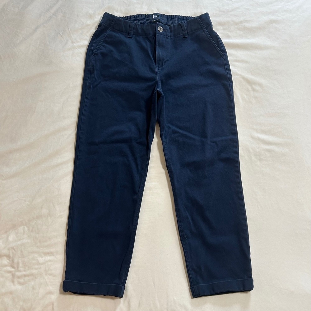 GAP Womens Navy Blue Chino Pants Size 8 Cuffed Straight Leg Stretch GP002050